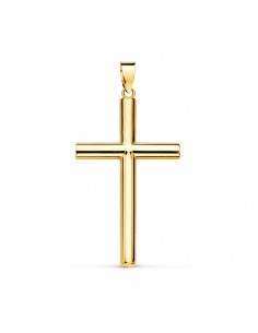 18K CRUZ ORO AMARILLO HUECA LISA 29X18 MM TUBO 3 MM