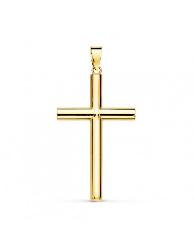 18K CRUZ ORO AMARILLO HUECA LISA 29X18 MM TUBO 3 MM