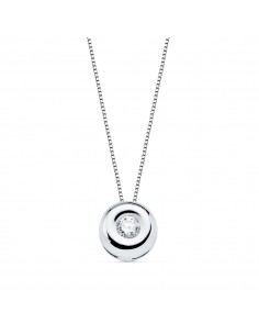 18K GARGANTILLA ORO BLANCO CHATON 5MM DIAMANTE NATURAL 0 045 QTS. H-I CADENA 42CM