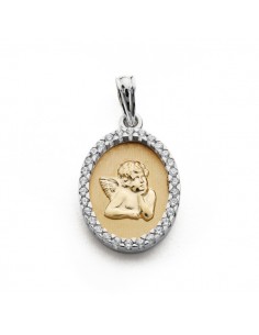18K MEDALLA ORO AMARILLO ANGEL CIRCONITA 20X13 MM