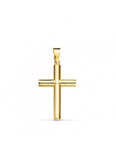 18K CRUZ ORO AMARILLO LISA TUBO HUECO. 21 X 14 X 3 MM