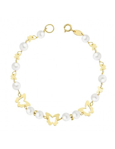 18K PULSERA ORO AMARILLO COMUNION PERLA 5.5 MM 17CM