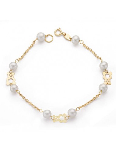 18K PULSERA ORO AMARILLO COMUNION PERLA 5.5 MM 17CM
