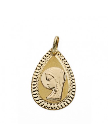 18K MEDALLA ORO AMARILLO VIRGEN NIÑA LAGRIMA 20X13 MM