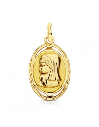 18K MEDALLA ORO AMARILLO VIRGEN NIÑA OVAL. 20X12 MM
