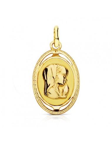 18K MEDALLA ORO AMARILLO VIRGEN NIÑA OVAL. 20X12 MM