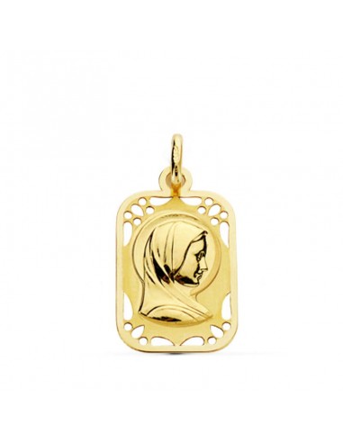 18K MEDALLA ORO AMARILLO VIRGEN NIÑA CERCO CALADO 19X11 MM