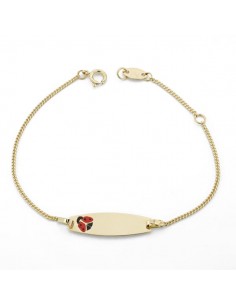 18K PULSERA ESCLAVA ORO AMARILLO MARIQUITA ESMALTE 14CM