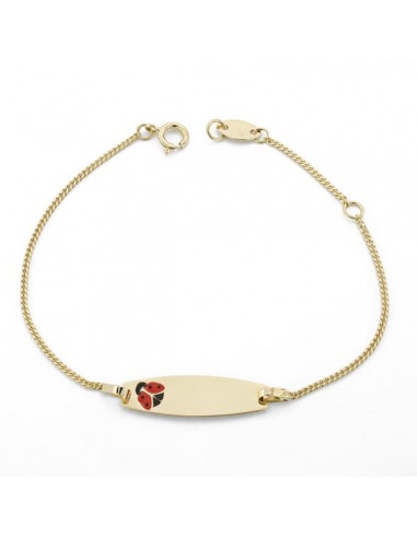 18K PULSERA ESCLAVA ORO AMARILLO MARIQUITA ESMALTE 14CM