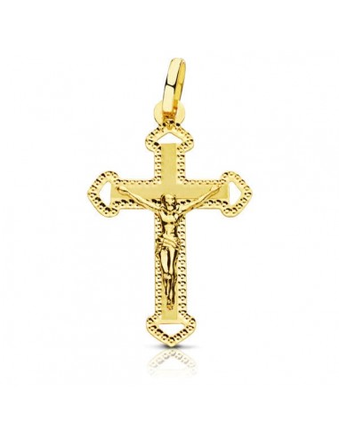18K CRUZ ORO AMARILLO CON CRISTO TALLADA 27X17 MM