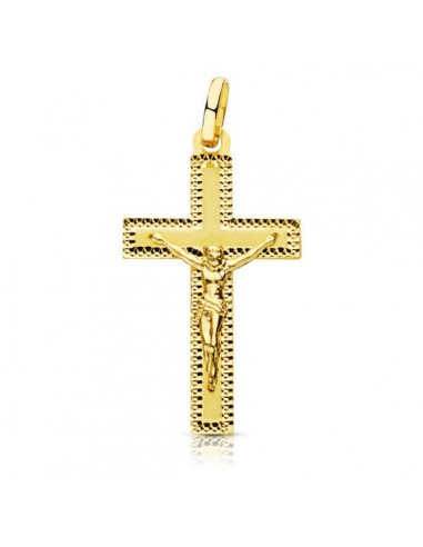 18K CRUZ ORO AMARILLO CRISTO TALLADA 27X15 MM
