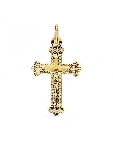 18K CRUZ ORO AMARILLO CON CRISTO TALLADA 23X15 MM