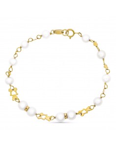 18K PULSERA ORO AMARILLO 17CM COMUNION PERLA CULTIVADA 5-5.5 MM