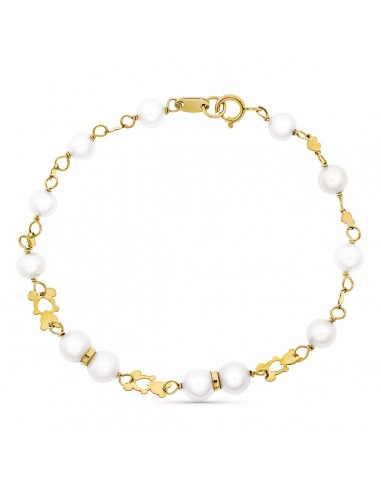 18K PULSERA ORO AMARILLO 17CM COMUNION PERLA CULTIVADA 5-5.5 MM