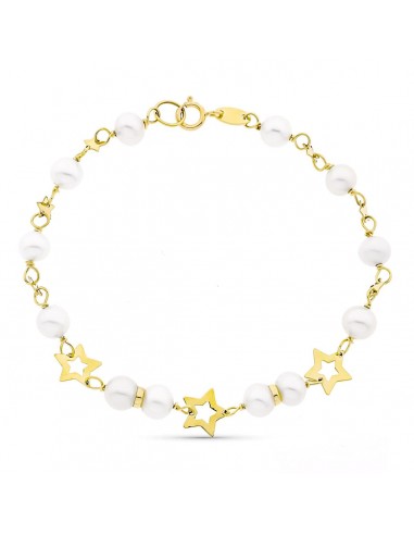 18K PULSERA ORO AMARILLO 17CM COMUNION PERLA CULTIVADA 5-5.5 MM