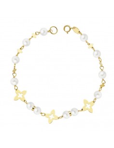 18K PULSERA ORO AMARILLO COMUNION PERLAS 5 MM 18CM