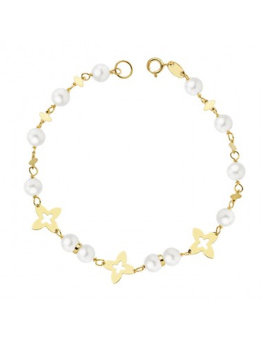 18K PULSERA ORO AMARILLO COMUNION PERLAS 5 MM 18CM