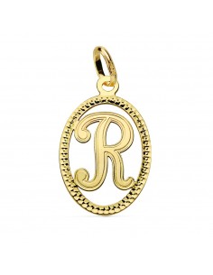 18K COLGANTE ORO AMARILLO INICIAL LETRA R 21X14 MM
