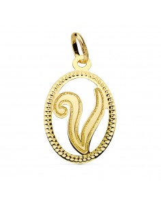 18K COLGANTE ORO AMARILLO INICIAL LETRA V 21X14 MM