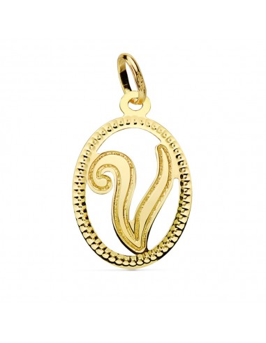 18K COLGANTE ORO AMARILLO INICIAL LETRA V 21X14 MM