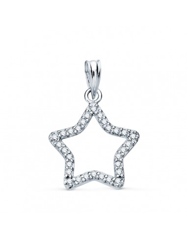 18K COLGANTE ORO BLANCO ESTRELLA CON CIRCONITA 16X15 MM