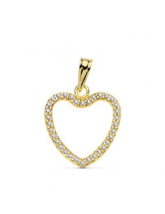 18K COLGANTE ORO AMARILLO CORAZON CIRCONITA 16X16 MM C. AMOR