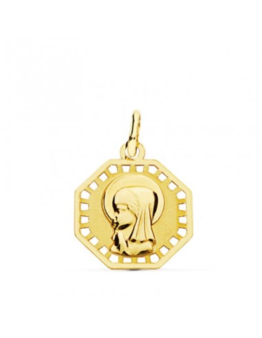 18K MEDALLA ORO AMARILLO VIRGEN NIÑA CALADA 16X14 MM