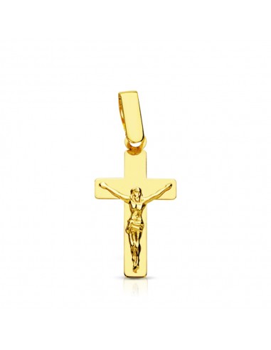 18K CRUZ ORO AMARILLO CON CRISTO PLANA 20X11 MM