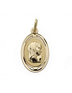 18K MEDALLA ORO AMARILLO VIRGEN NIÑA OVAL. 21X12 MM