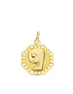 18K MEDALLA ORO AMARILLO VIRGEN NIÑA CALADA 17X14 MM