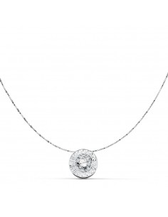 18K COLGANTE ORO BLANCO CHATÓN GRECA 8,5 MM CADENA