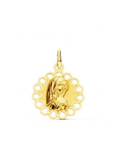 18K MEDALLA ORO AMARILLO VIRGEN NIÑA CALADA 18X15 MM