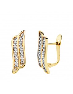 18K PENDIENTES BANDAS CIRCONITAS 16 X 5 MM.