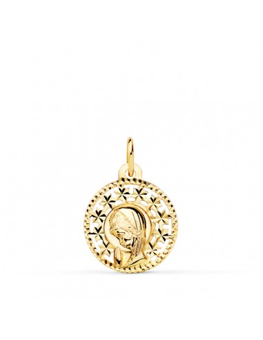 18K MEDALLA ORO AMARILLO VIRGEN NIÑA CALADA 16MM