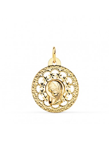 18K MEDALLA ORO AMARILLO VIRGEN NIÑA CALADA 23X20 MM