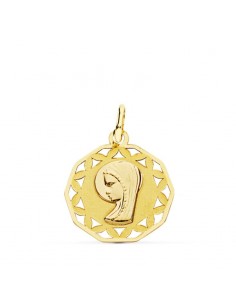 18K MEDALLA ORO AMARILLO VIRGEN NIÑA CALADA 18 MM