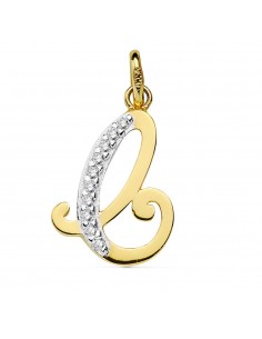 18K COLGANTE ORO BICOLOR LETRA C CIRCONITA 17X11 MM