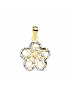 18K COLGANTE FLOR BICOLOR 13 X 13 MM.