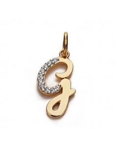 18K COLGANTE ORO BICOLOR LETRA G CIRCONITA 18X9 MM