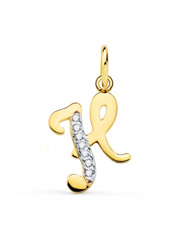 18K COLGANTE ORO BICOLOR LETRA H CIRCONITA 15 X 10 MM