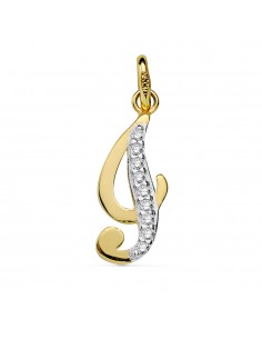 18K COLGANTE ORO BICOLOR LETRA I CIRCONITA 17X7 MM