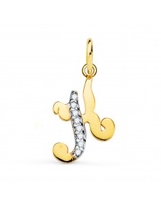 18K COLGANTE ORO BICOLOR LETRA K CIRCONITA 15 X 10 MM