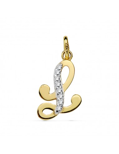 18K COLGANTE ORO BICOLOR LETRA L CIRCONITA 17X10 MM