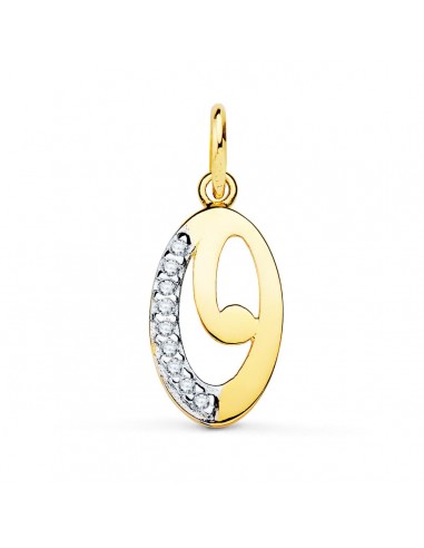 18K COLGANTE ORO BICOLOR INICIAL LETRA "O" CIRCONITA 15X9 MM
