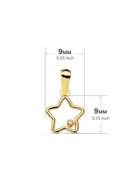 18K COLGANTE ESTRELLA CIRCONITA 9 X 9 MM.