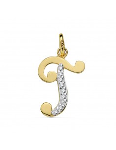 18K COLGANTE ORO BICOLOR LETRA T CIRCONITA 17X11 MM