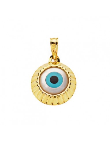 18K COLGANTE ORO AMARILLO AMULETO OJO TURCO 14 MM