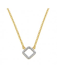 18K COLGANTE ORO BICOLOR ROMBO CON CADENA 45CM