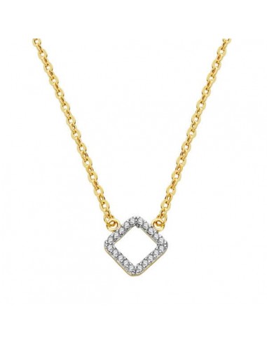 18K COLGANTE ORO BICOLOR ROMBO CON CADENA 45CM