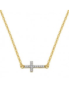 18K COLGANTE ORO BICOLOR CRUZ CON CADENA 45CM